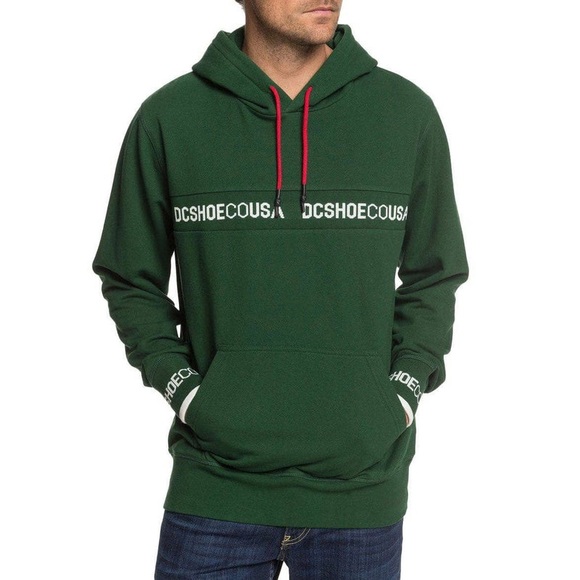 DC SHOES skateboard type green hoodie with graphics on sleeve cuffs - Picture 2 of 8